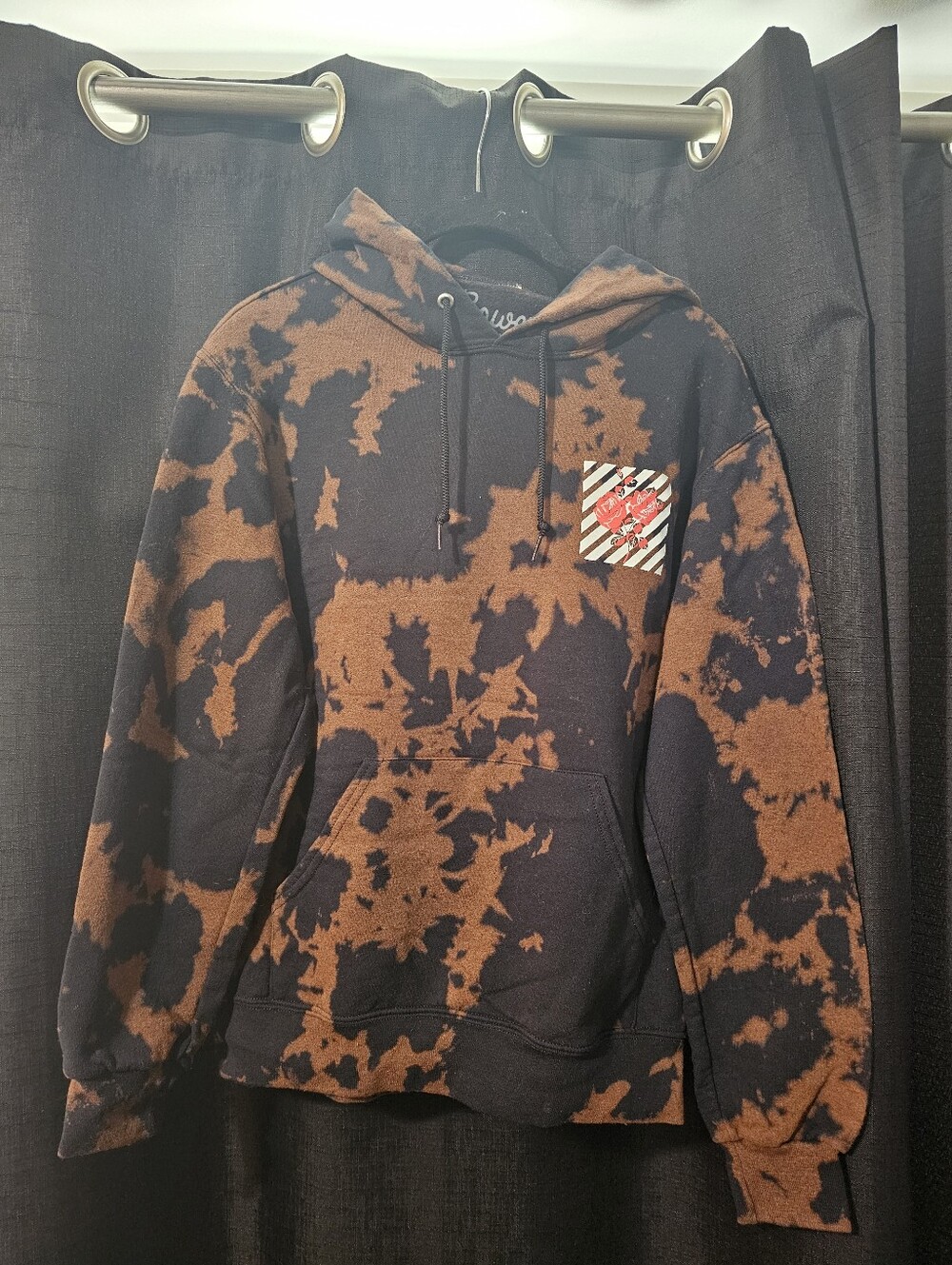 Tie-Dye Black & Brown Bowery Supply Co. Crewneck Hoodie S